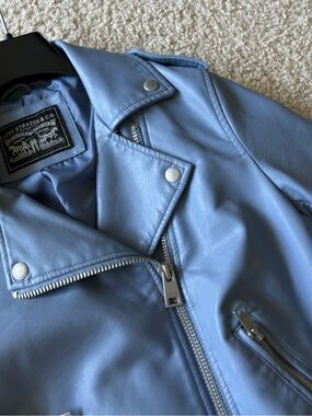 Levi's Pastel Blue Faux Leather Moto Jacket